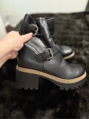 Esprit Women's moto Biker/Platform Combat Boots black 10 new lug thumbnail 5