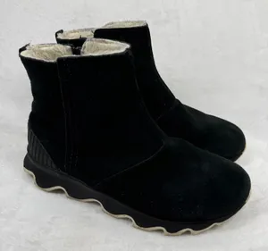 Sorel Kinetic‎ Short Black Suede Faux Fur Lined Ankle Boots NL3128-010 Womens 8 thumbnail 1