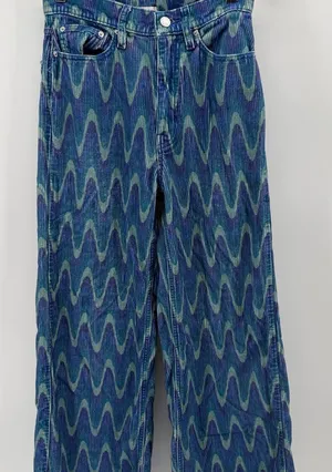 BDG Urban Outfitters High & Wide Blue Wave Corduroy Pants size 26 Y2K thumbnail 1