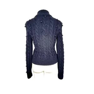 GILLY HICKS Cardigan Womens Blue Button Front Cable Knit Wool Blend‎ Size M Y2K thumbnail 4