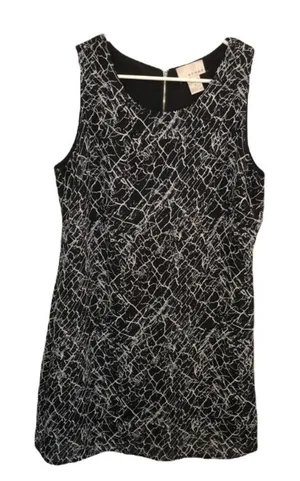 Kenar Womens Size 10 Sleeveless A-Line Shift Dress Black Gray Electrical Pattern thumbnail 1