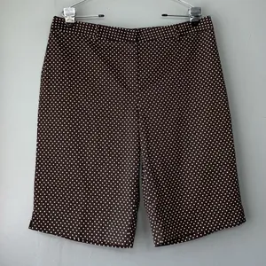 DFA New York Size 14 Dark Brown Polka Dot High Waisted Bermuda Shorts Preppy thumbnail 1