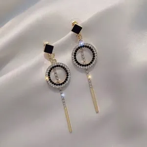 Elegant CZ Long Tassel Dangle Drop Earrings for Women thumbnail 2