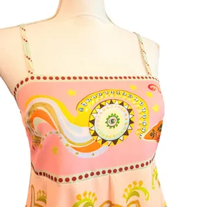 Bohemian Paisley Maxi Dress Size L Pink Multicolor Festival Psychedelic‎ Smocked thumbnail 3