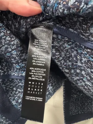 White House Black Market Navy Blue Tweed Jacket with Light Blue Accents Glitter thumbnail 6