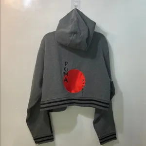 Puma Fenty By Rihanna Grey Rising Sun Lace-Up Cropped Hoodie.Size-Medium thumbnail 2