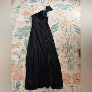 Lulus Simply Brilliant Black One-Shoulder Bow Maxi Dress thumbnail 5