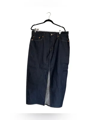 Levi's NWT High-Waist Dark Blue Denim Exposed Maxi Skirt SZ-32 pockets thumbnail 3