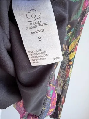 Farm Rio Amazonia Tulle Blouse Multicolor Sheer Mock Neck Size S thumbnail 6