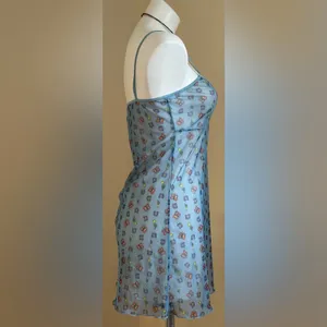 Peeping Tom Sheer Blue Floral & Butterfly Intimate Nightgown Elastic Straps Sz S thumbnail 4