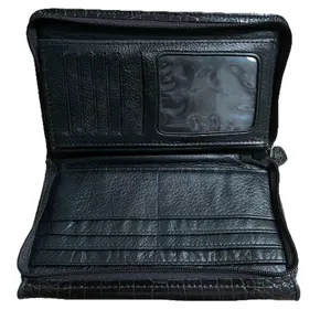 BRIGHTON Zip Around Glossy Black Croc‎ Leather Clutch Wallet thumbnail 9