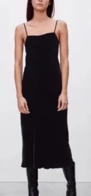 Aritzia Wilfred Velvet Michelet Slip Dress midi black with silk size S thumbnail 1