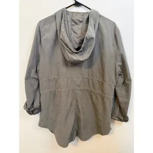 Maurices Utility Jacket Women XL Gray Excellent Hooded Drawstring Waist Anorak thumbnail 7