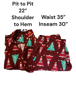 Old Navy Christmas Pajama Set – Burgundy Santa & Tree Print thumbnail 4