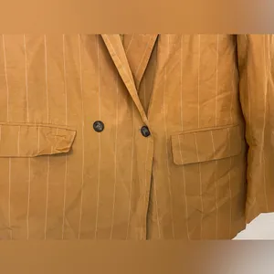 Zara Women’s Linen-blend Striped‎ Blazer Jacket in Mustard Yellow Size S thumbnail 7