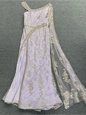 Lavender Purple Glitter Beaded Gown Size L thumbnail 1