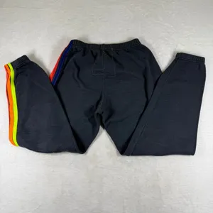 Aviator Nation Charcoal Gray Rainbow Stripe Sweatpants Joggers Womens Size‎ S thumbnail 2