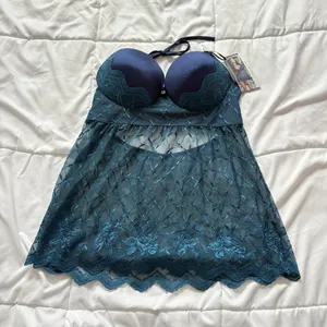 NWT Coquette Chemise Slip Blue Push‎ Up Womens Size Large Sexy Whimsy Dreamcore thumbnail 1