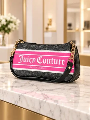Juicy Couture Pink Black Monogram Baguette Shoulder Bag Y2K NWT thumbnail 3