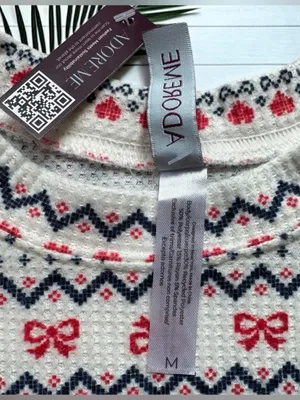 Adore Me Fair Isle Thermal Pajama Set Medium NWT/NWOT Holiday Waffle Knit thumbnail 8