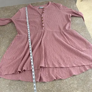 Free People Beach‎ Babydoll Tunic Top Small Pink Ribbed Oversized Flowy Boho S thumbnail 2