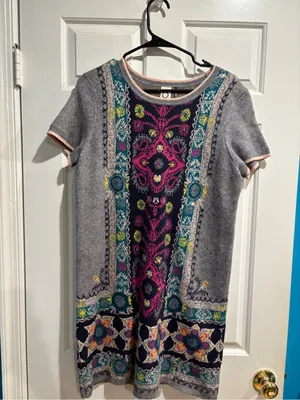 Anthropologie Akemi + Kin Kaleidoscope short-sleeve gray sweater dress gray S M thumbnail 3