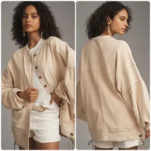 Pilcro Anthropologie Womens Beige Quilted Raw Hem Boho Button Front Shacket S thumbnail 2