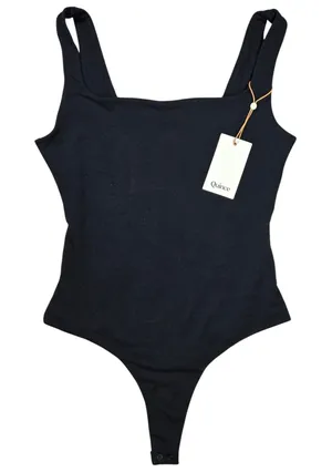 Quince Black Square Neck Thong‎ Bodysuit Sleeveless Tank Top New NWT thumbnail 1