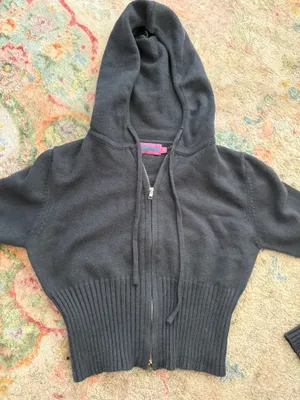 Edikted Charcoal Grey Knit Hoodie Top thumbnail 2