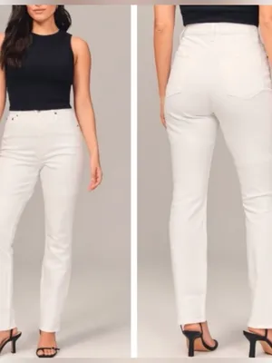 Curve Love Ultra High Rise Slim Straight Jean white Size 31 12 thumbnail 2