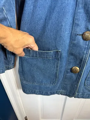 Be Blue Vintage Made in USA Cotton Denim Jean Chore Blazer Coat thumbnail 3