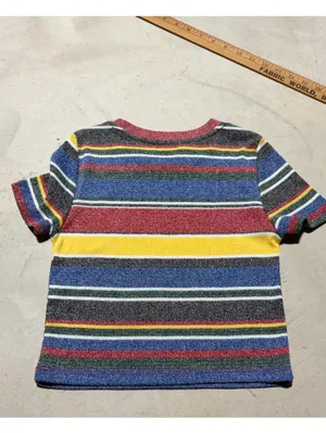 Zara trafaluc collection Multi-Color Striped Short Sleeve cropped baby tee small thumbnail 7