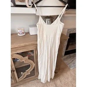 LoveShackFancy Eyelet Cotton Wide Leg Jumpsuit Womens White Size‎ 4 thumbnail 10