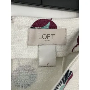Ann Taylor‎ LOFT Women's Size 2 White Multi-Color Floral Woven Pencil Skirt thumbnail 4