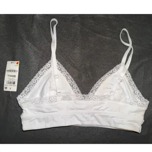 Jenni Intimates Womens White Lace Trim Cotton Bralette Adjustable Straps S NEW thumbnail 3