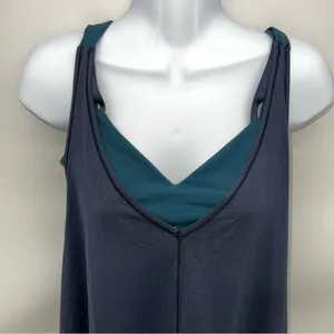 Lululemon Athletica Women’s Deep Blue Tank Top w/Teal Built in Bra-Size 8 thumbnail 2