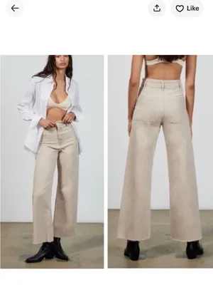 Zara The Marine Straight Jeans Tan thumbnail 3