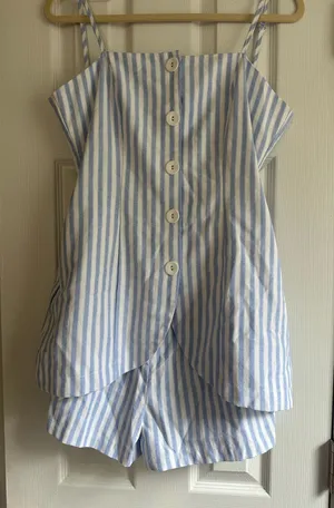 Boutique NWT Striped Button Up Romper thumbnail 1
