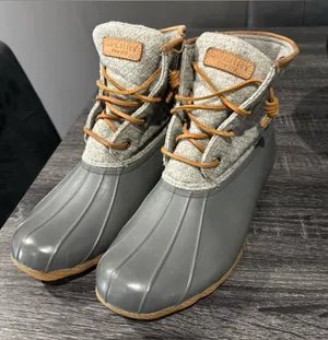 Sperry Gray and Tan Quilted Duck Boots thumbnail 1