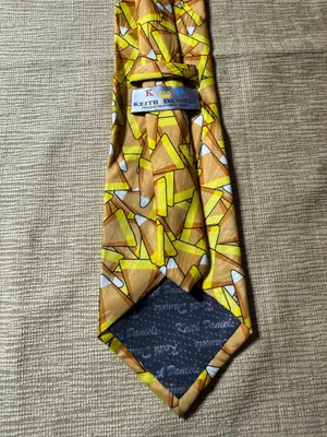 Keith Daniels Mens Tie Candy Corn Halloween Yellow Orange Novelty Necktie thumbnail 3