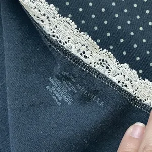 Brandy Melville Tank Top cotton polka dot lace crop womens Navy Blue one size thumbnail 3