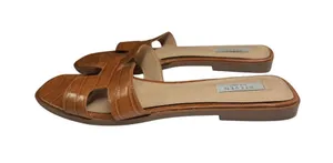 Steven By Steve Madden Tan Croc-Embossed Slide Sandals 11 casual neutral summer thumbnail 1