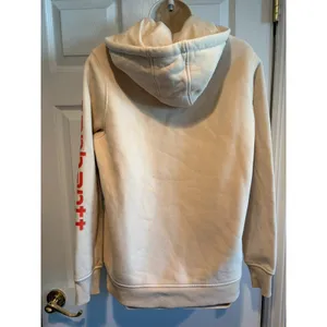 Carhartt Womens Relaxed Fit Hoodie Cream Logo Sleeve‎ Pullover 102791 M 8-10 thumbnail 4