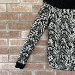 Abercrombie & Fitch Wool Alpaca Off Shoulder Sweater Small Black White thumbnail 5