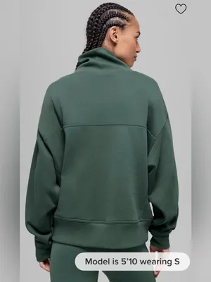 Alo Yoga NWT Hazy Mock Neck Pullover Sweatshirt Pockets in Clover Green Size S thumbnail 3
