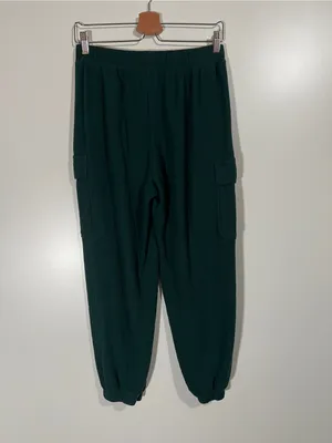 Aerie Waffle Joggers Cargo Style Green Size Medium Loungewear Cozy thumbnail 5