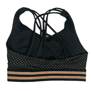 Allfenix Black and Gold Polka Dot Sports Racerback Bra Small thumbnail 7