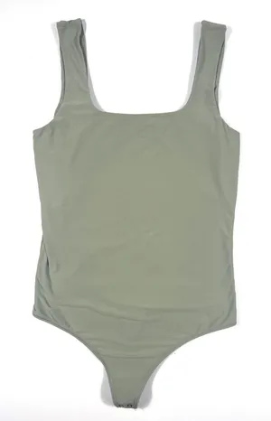 Abercrombie & Fitch Womens Medium Sage Green Buttery Soft Square‎ Neck Bodysuit thumbnail 1