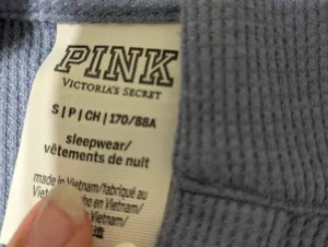 Victoria's Secret PINK Blue Long Sleeve Cropped Sleep Shirt Size Small thumbnail 4