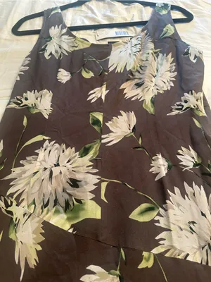 Ellen Tracy Paneled Asymmetric-Hem Midi Dress size 8 nwt brown floral lined silk thumbnail 10